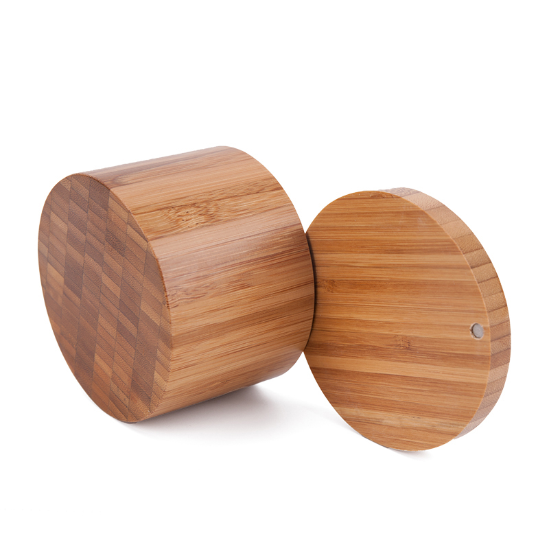 BAMBKIN bamboo storage canister jar with bamboo magntic lid salt box spice pipe box