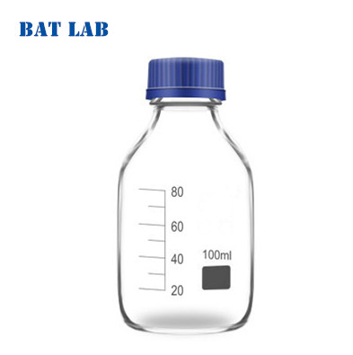 BAT LAB wholesale 100ml 250ml 500ml 1000ml clear/amber glass reagent bottle with blue pp screw cap