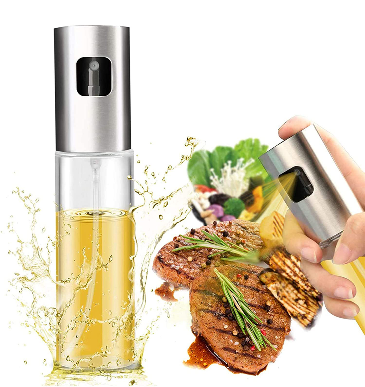 BBQ Baking Roasting Frying Oil Vinegar Dispenser Bottle with Measurements Oil Spray Glass Bottles
