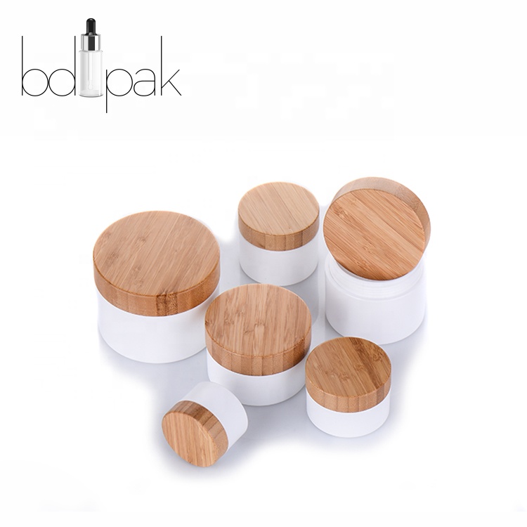 BDPAK 50ml Plastic Cosmetic Packaging Cream Plastic Jar With Wood Bamboo Screw Lid