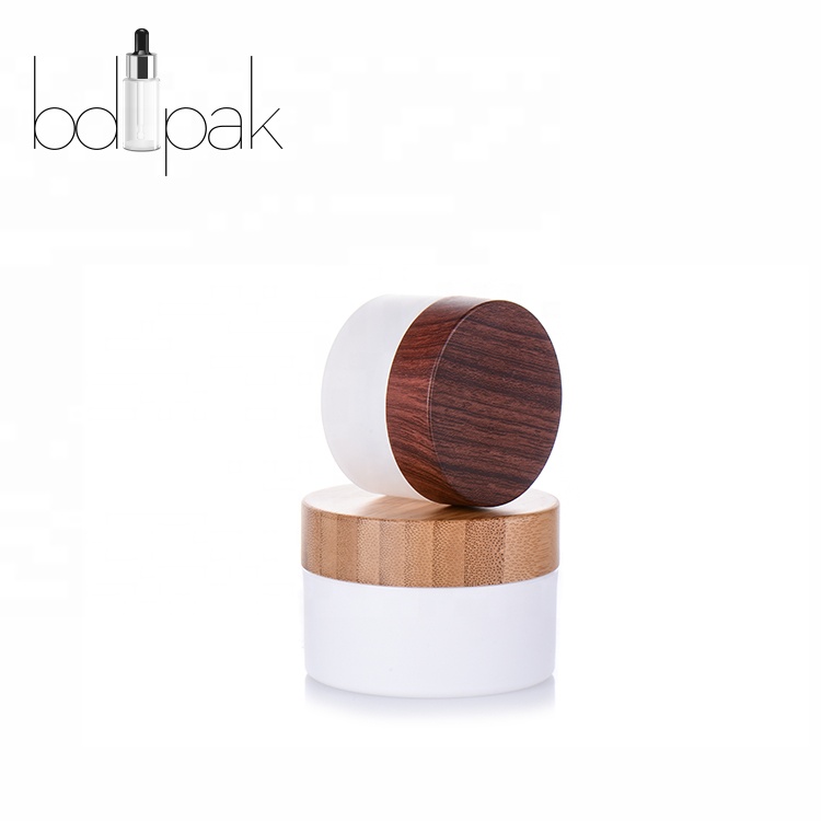 BDPAK 50ml Plastic Cosmetic Packaging Cream Plastic Jar With Wood Bamboo Screw Lid