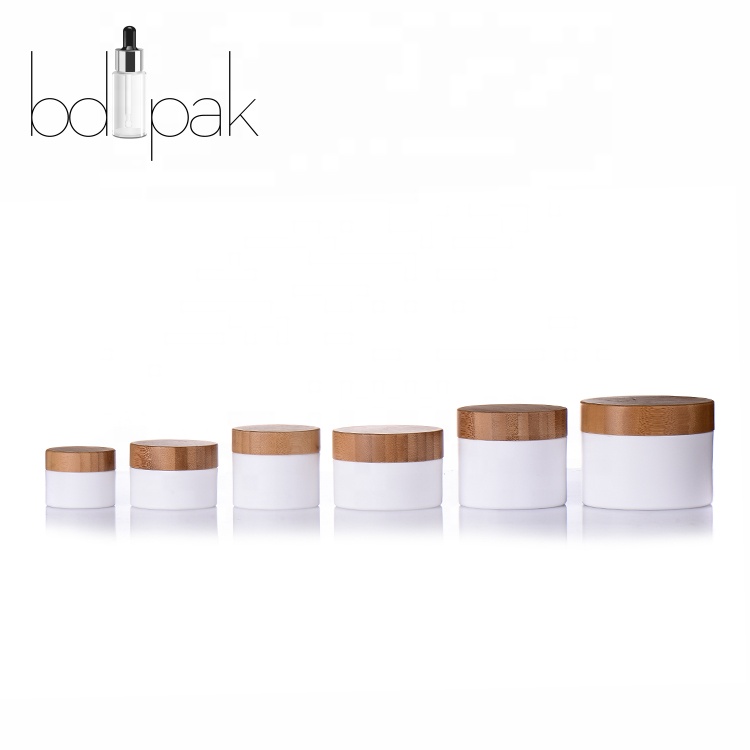 BDPAK 50ml Plastic Cosmetic Packaging Cream Plastic Jar With Wood Bamboo Screw Lid