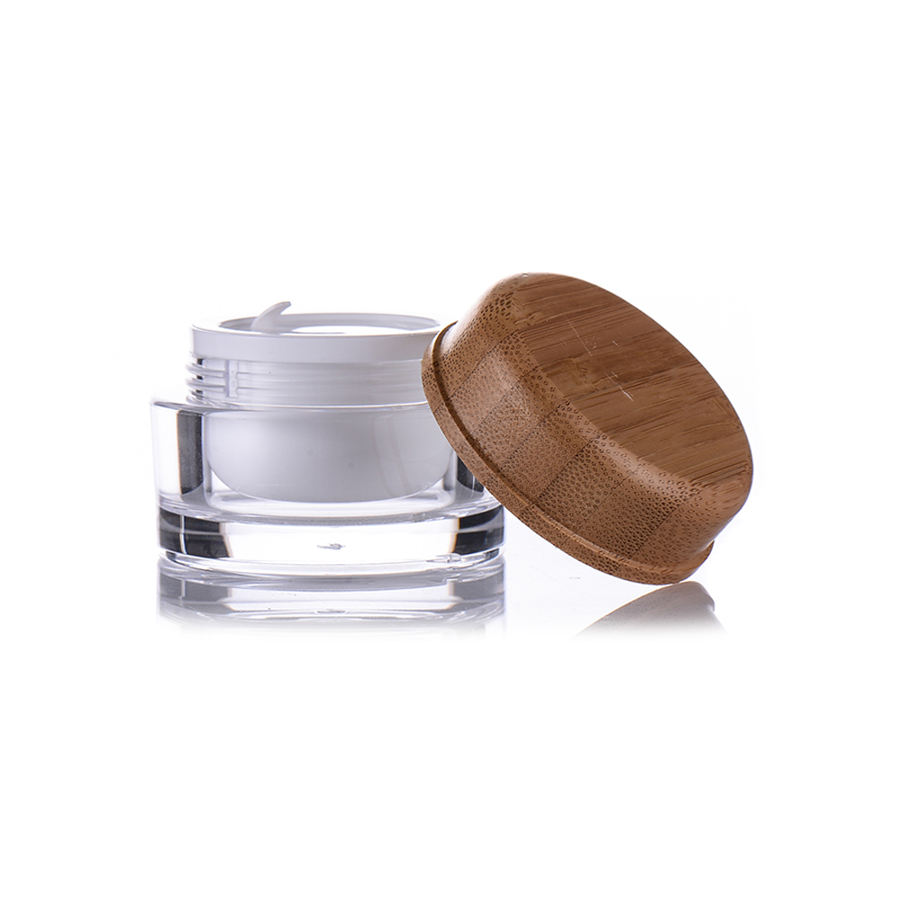 BDPAK Bamboo Small Cosmetics Jar 15ml 30ml 50ml Plastic Acrylic Cream Jar