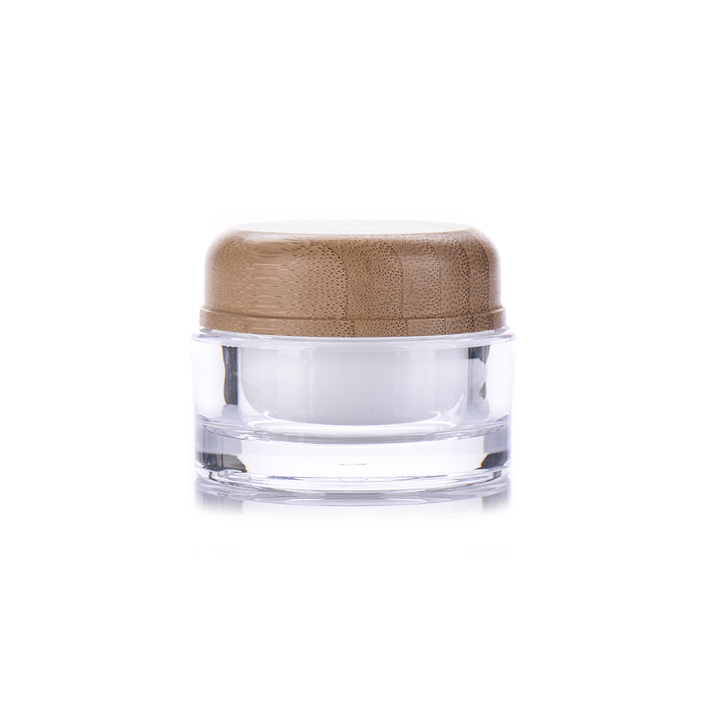 BDPAK Bamboo Small Cosmetics Jar 15ml 30ml 50ml Plastic Acrylic Cream Jar