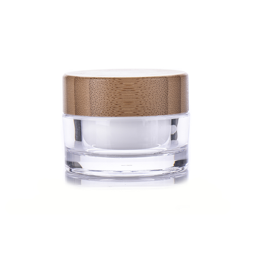 BDPAK Bamboo Small Cosmetics Jar 15ml 30ml 50ml Plastic Acrylic Cream Jar
