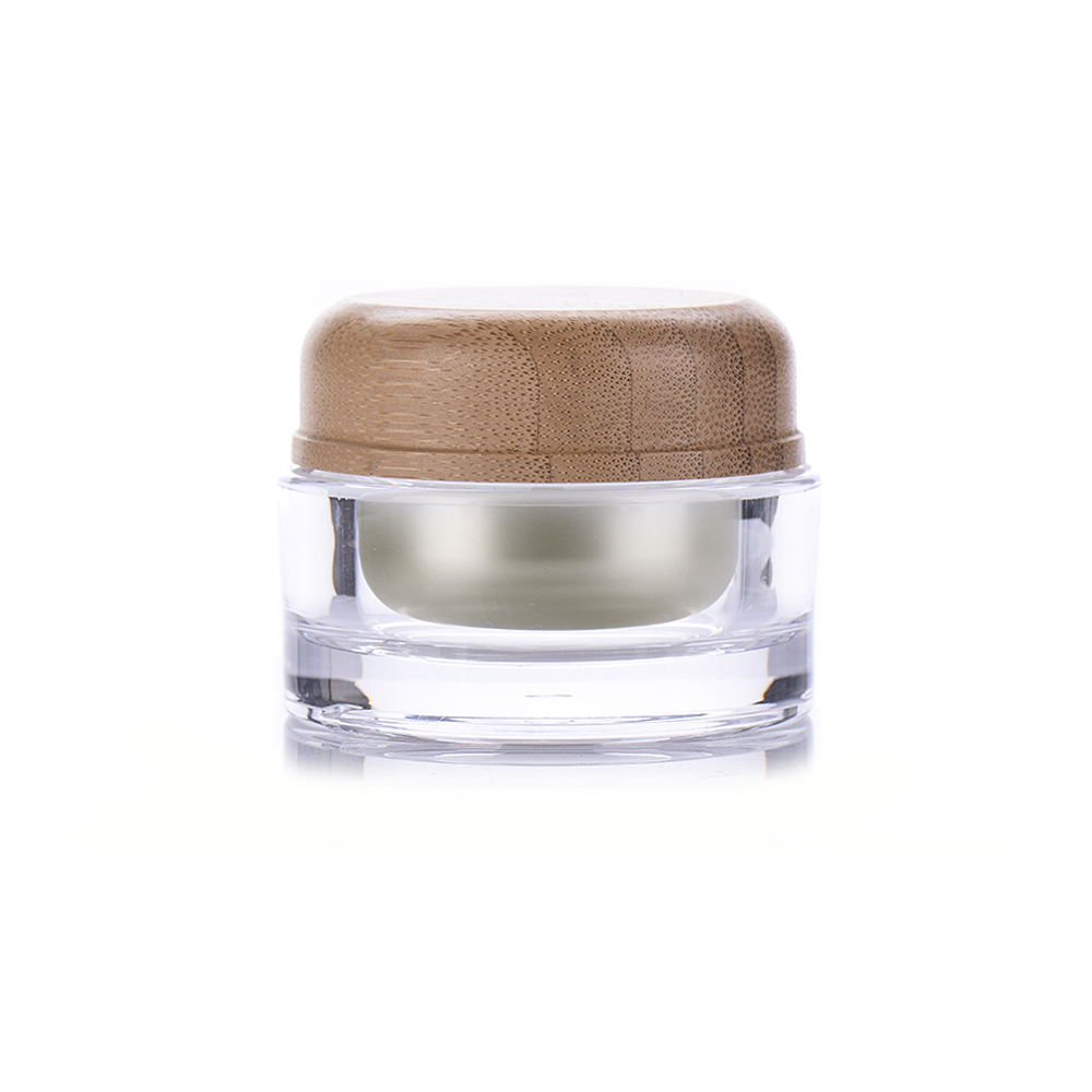 BDPAK Bamboo Small Cosmetics Jar 15ml 30ml 50ml Plastic Acrylic Cream Jar
