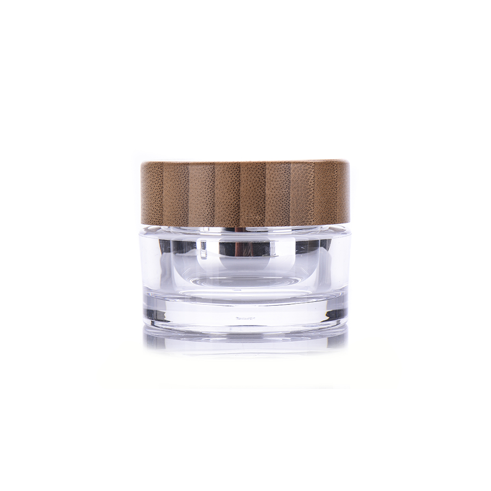 BDPAK Bamboo Small Cosmetics Jar 15ml 30ml 50ml Plastic Acrylic Cream Jar