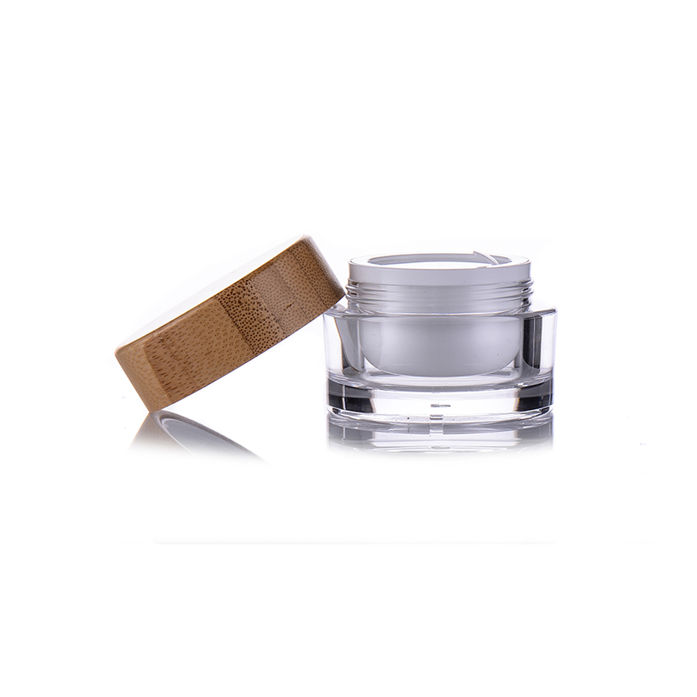 BDPAK Bamboo Small Cosmetics Jar 15ml 30ml 50ml Plastic Acrylic Cream Jar