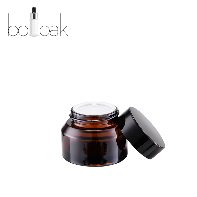BDPAK Chinese Supplier 15ml 30ml 50ml Custom Amber Cosmetic Face Glass Cream Jar