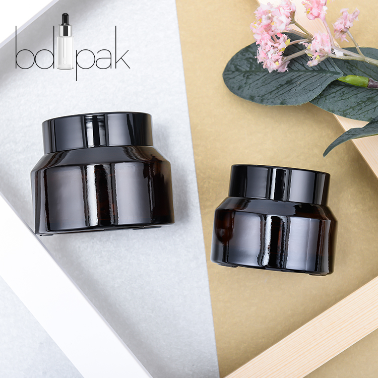 BDPAK Chinese Supplier 15ml 30ml 50ml Custom Amber Cosmetic Face Glass Cream Jar