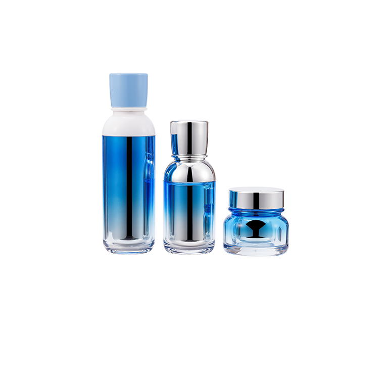 BDPAK Cosmetic Packaging For Skin 15ml 50ml Blue PP Classical Jar With Silver Chromed Cap