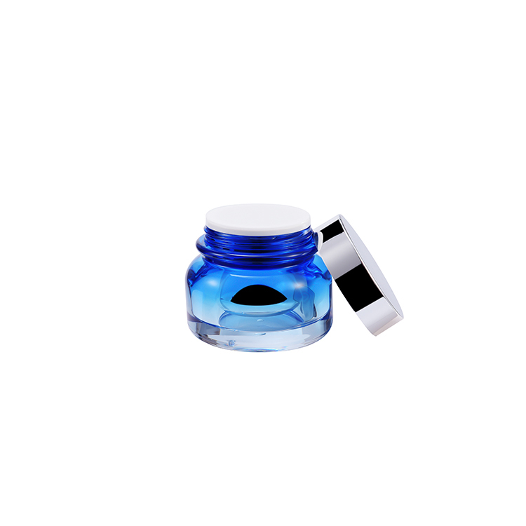 BDPAK Cosmetic Packaging For Skin 15ml 50ml Blue PP Classical Jar With Silver Chromed Cap