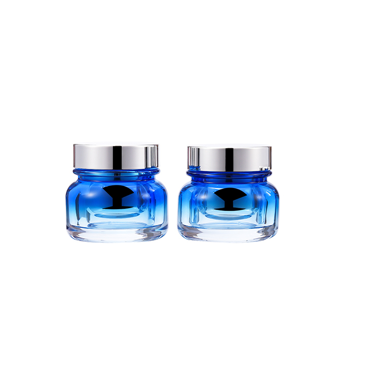 BDPAK Cosmetic Packaging For Skin 15ml 50ml Blue PP Classical Jar With Silver Chromed Cap
