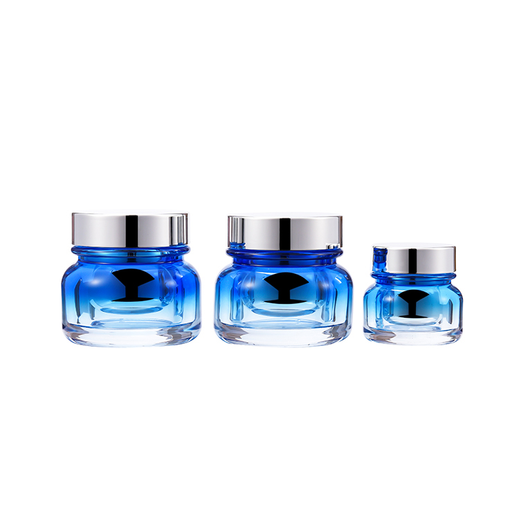 BDPAK Cosmetic Packaging For Skin 15ml 50ml Blue PP Classical Jar With Silver Chromed Cap