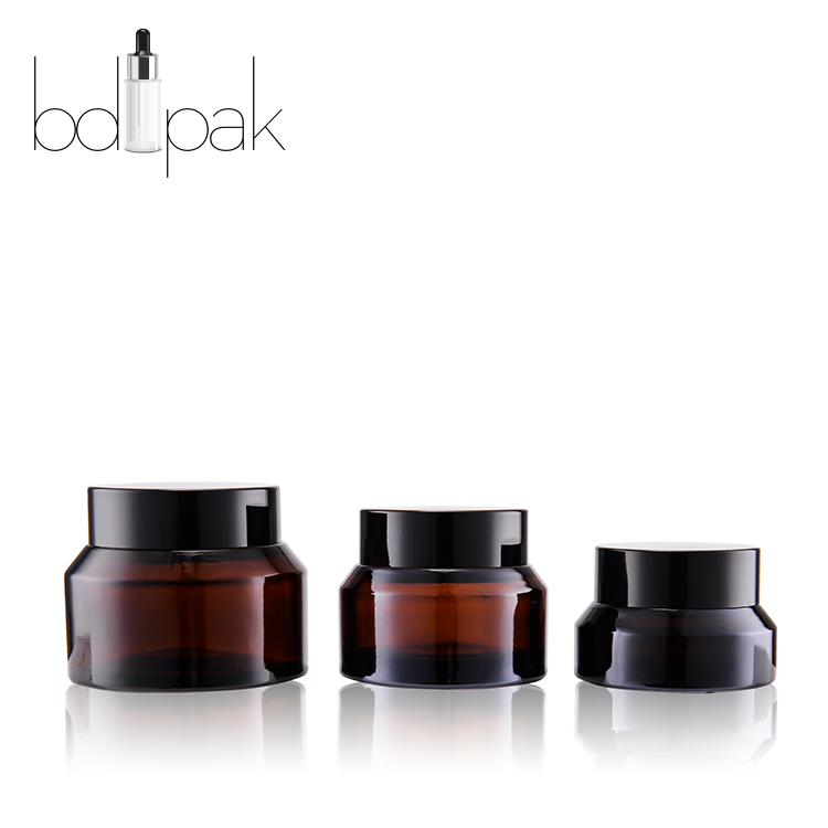 BDPAK Glass Jar Amber Empty 5ml 10ml 15ml 20ml 30ml 50ml Plastic Eye Cream Cosmetic Wholesale with Screw Cap