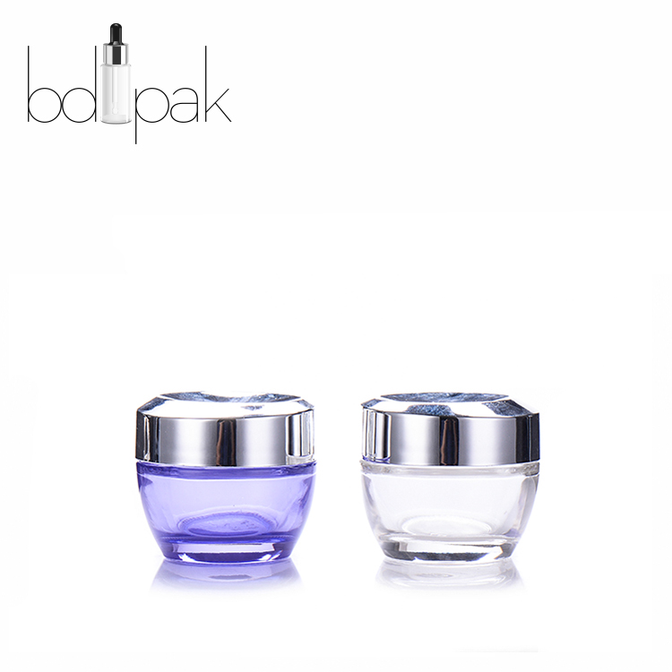 BDPAK Hot Wholesale Transparent 50ml 100ml Jar Glass Cosmetics For Eye Cream Or Face Cream