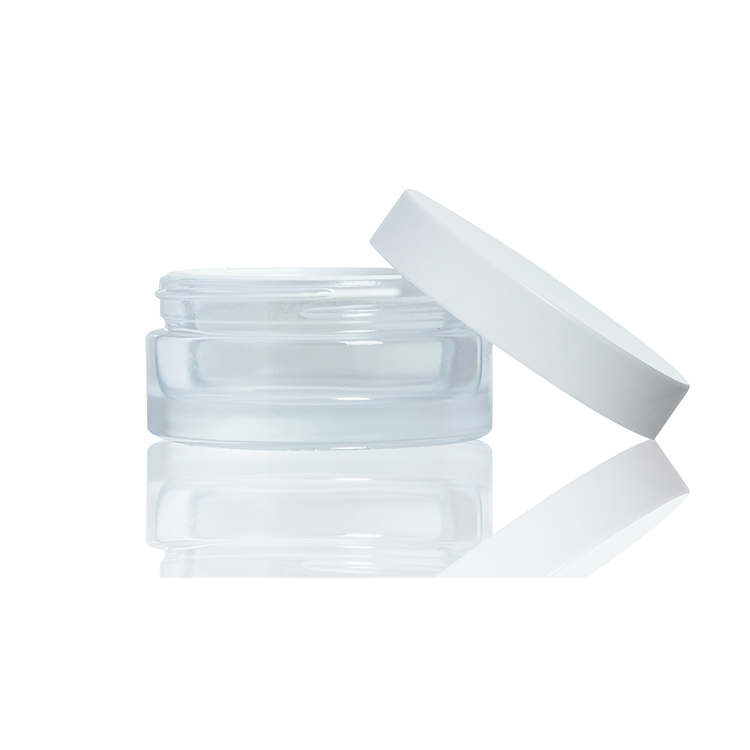 BDPAK New Design 50ml Empty Transparent Glass Cosmetic Cream Jar Silver Foil Stamping PET Cap For Cosmetic Skin Care Packaging