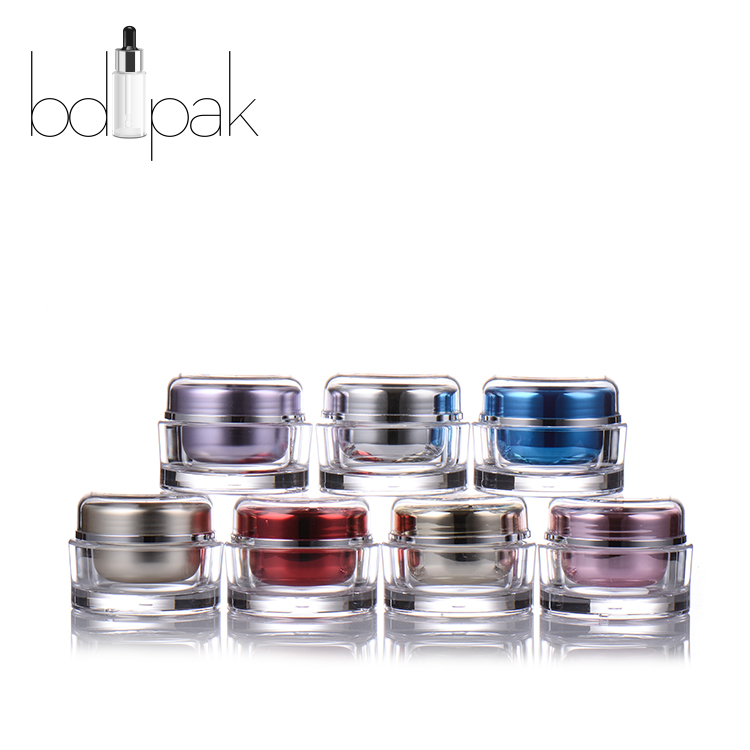 BDPAK Round Acrylic Cream Jars Cosmetics Packaging Containers and Plastic 15 30 50 Ml Classical Shape Jar Skin Care Cream PE
