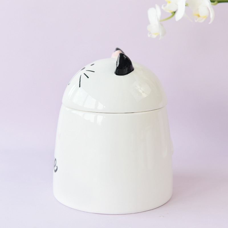BON WILL MEOW CAT Fine Stoneware Ceramic Cookie Jar with Lid Deco by Pink Bow