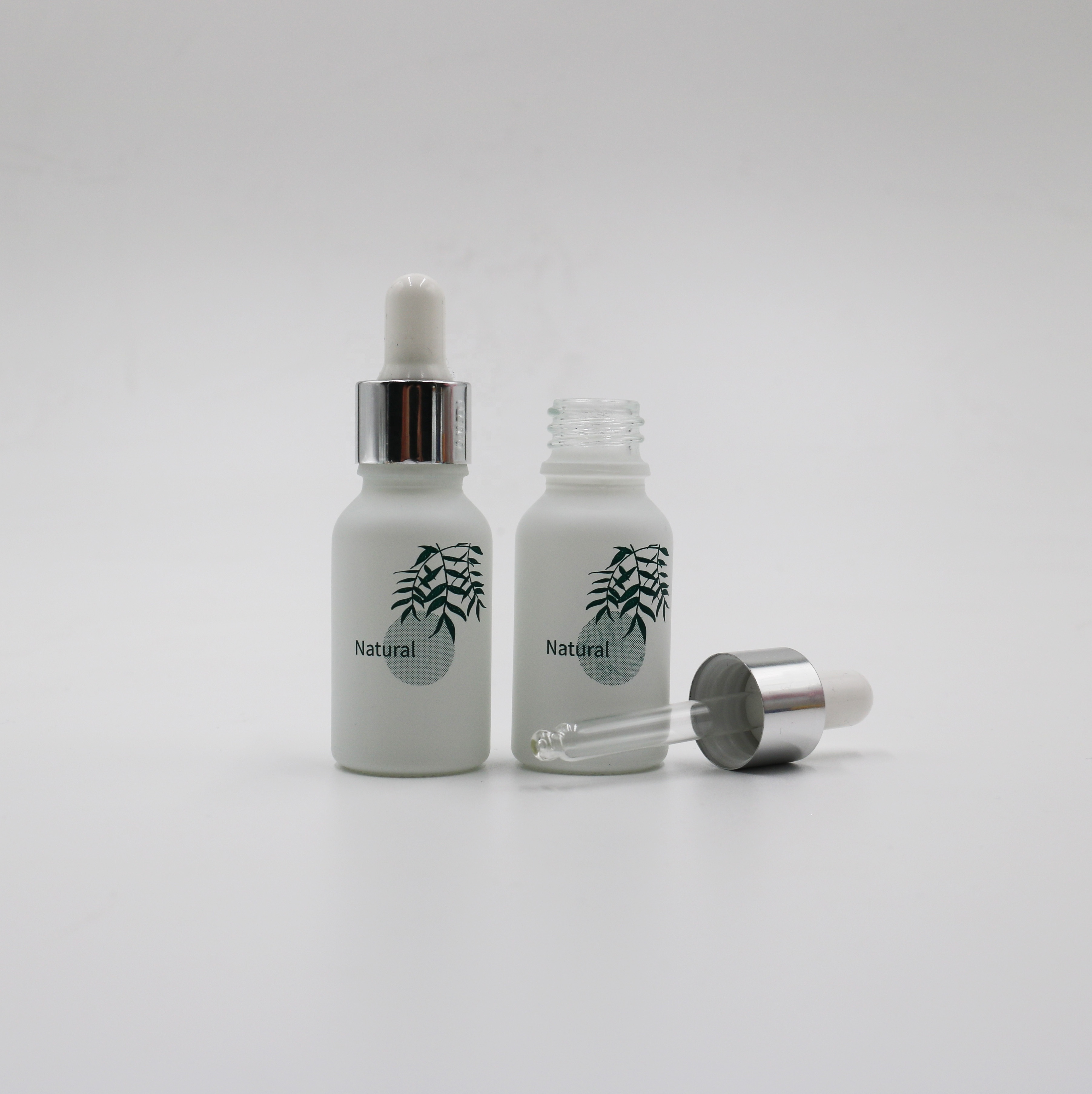 BOTANICAL 15ml Essential Oil Matte White Glass Dropper Bottle