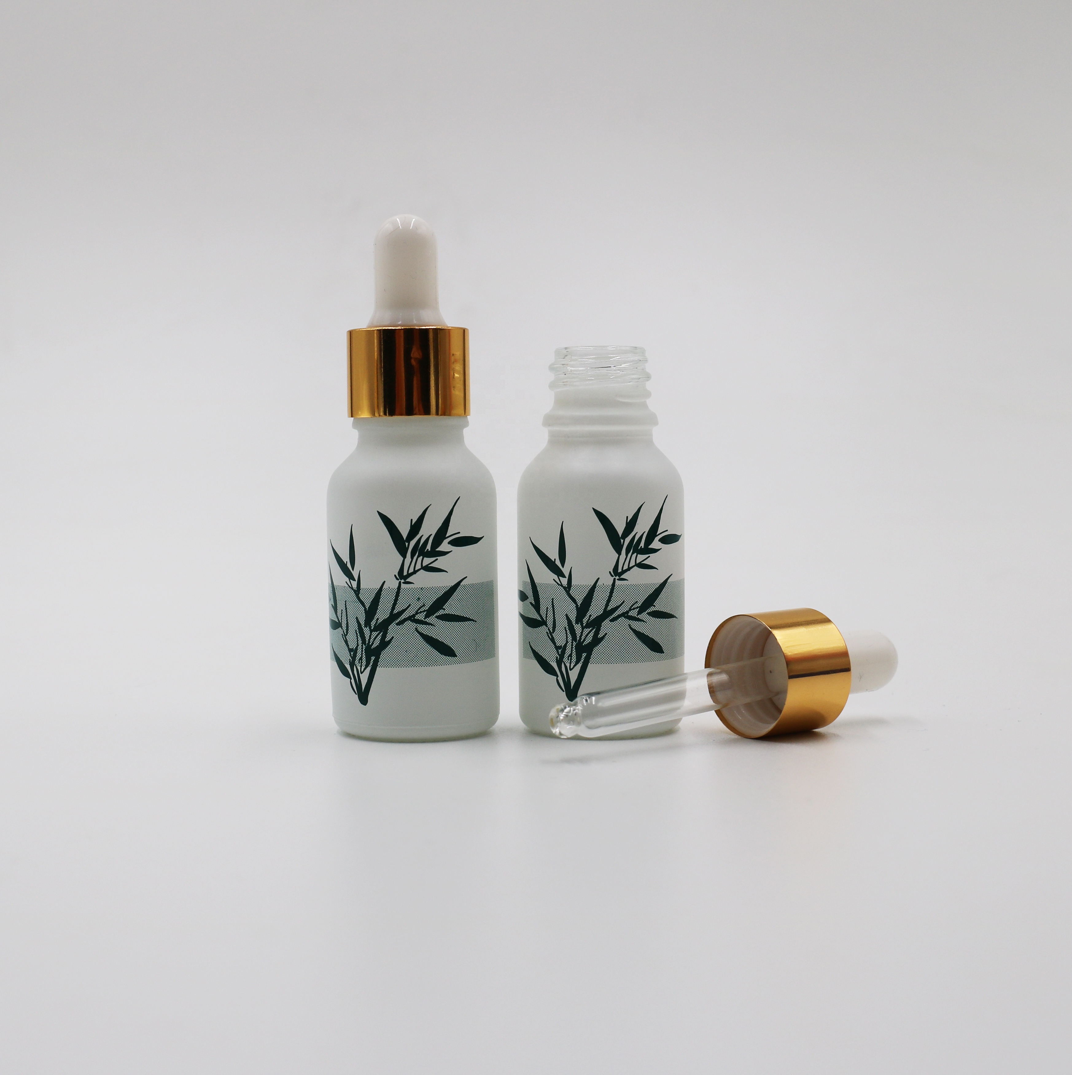 BOTANICAL 15ml Essential Oil Matte White Glass Dropper Bottle