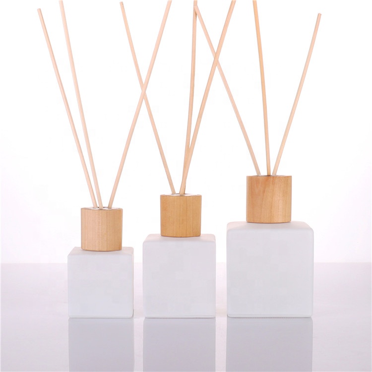 BOYE 50ml empty frosted white reed diffuser glass square glass bottle