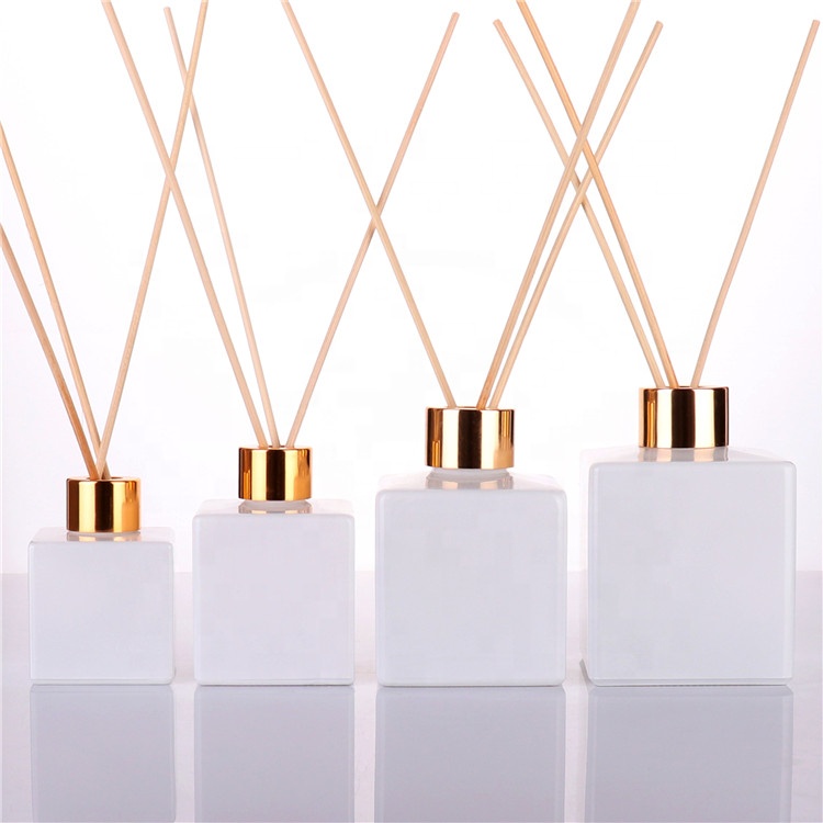 BOYE 50ml empty frosted white reed diffuser glass square glass bottle