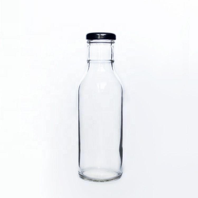 BPA Free 12oz 355ml Empty Cylinder Ketchup Condiment Mustard Oil Glass Bottle With Cap