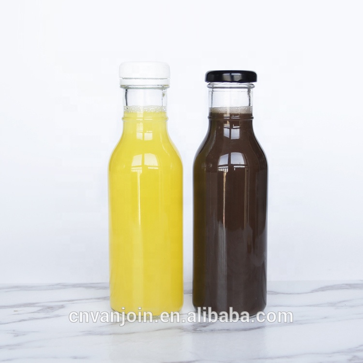 BPA Free 12oz 355ml Empty Cylinder Ketchup Condiment Mustard Oil Glass Bottle With Cap