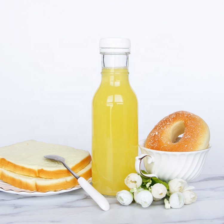 BPA Free 12oz 355ml Empty Cylinder Ketchup Condiment Mustard Oil Glass Bottle With Cap