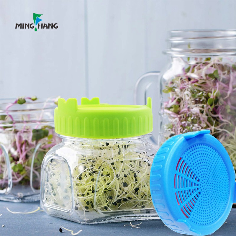 BPA-Free Fermentation Airlock Easy Grip Lid Airtight Wide Mouth Glass Mason Jars with Oxygen Air Pump