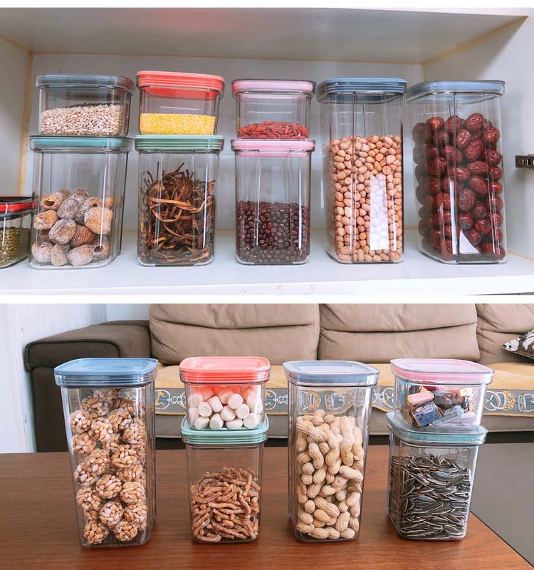 BPA Free Food-Grade Clear Plastic Cereal Containers With Lids 600ml 1300ml 2000ml For Food Storage Kitchen Organization