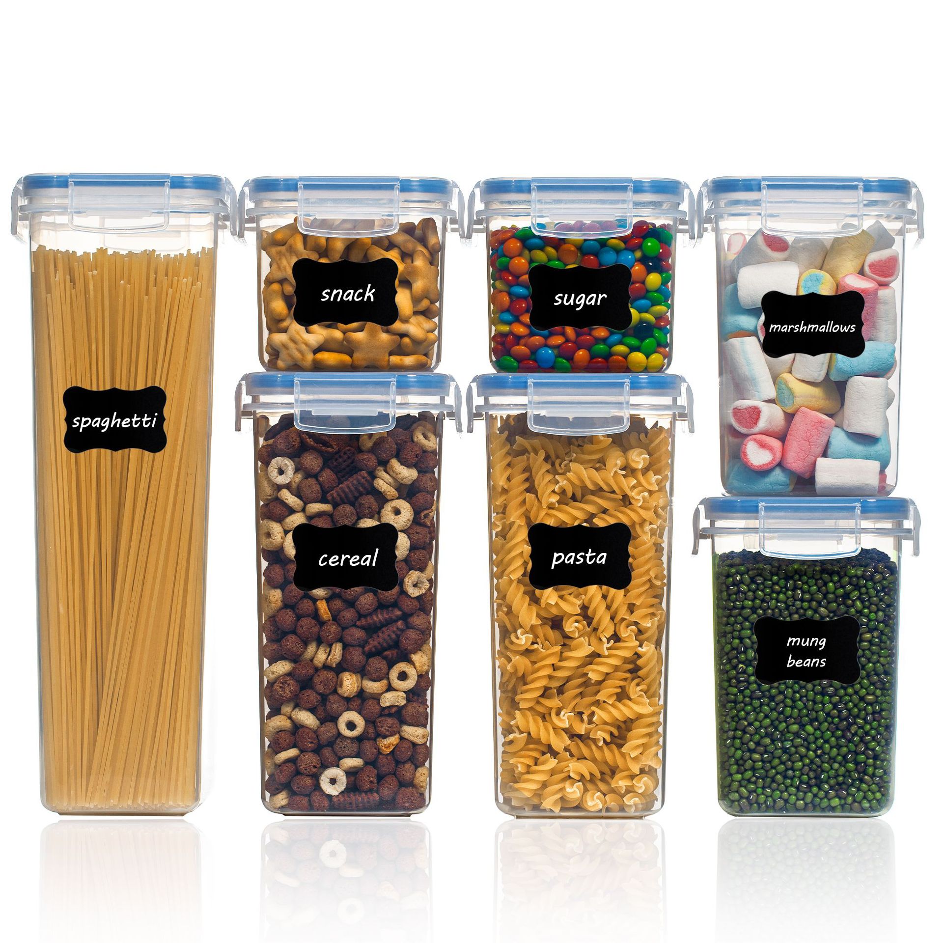 BPA Free PP Plastic Clear Cereal Dispenser Container Kitchen With Airtight Lids For Kitchen Food Storage Grains Dry Food