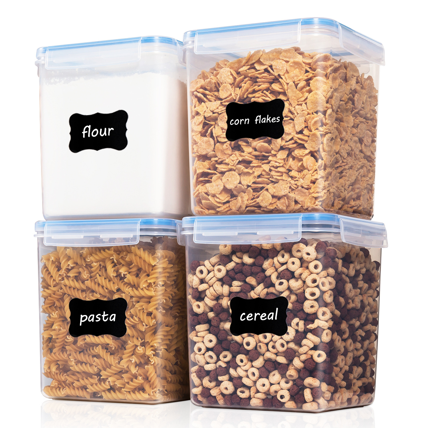 BPA Free PP Plastic Clear Cereal Dispenser Container Kitchen With Airtight Lids For Kitchen Food Storage Grains Dry Food