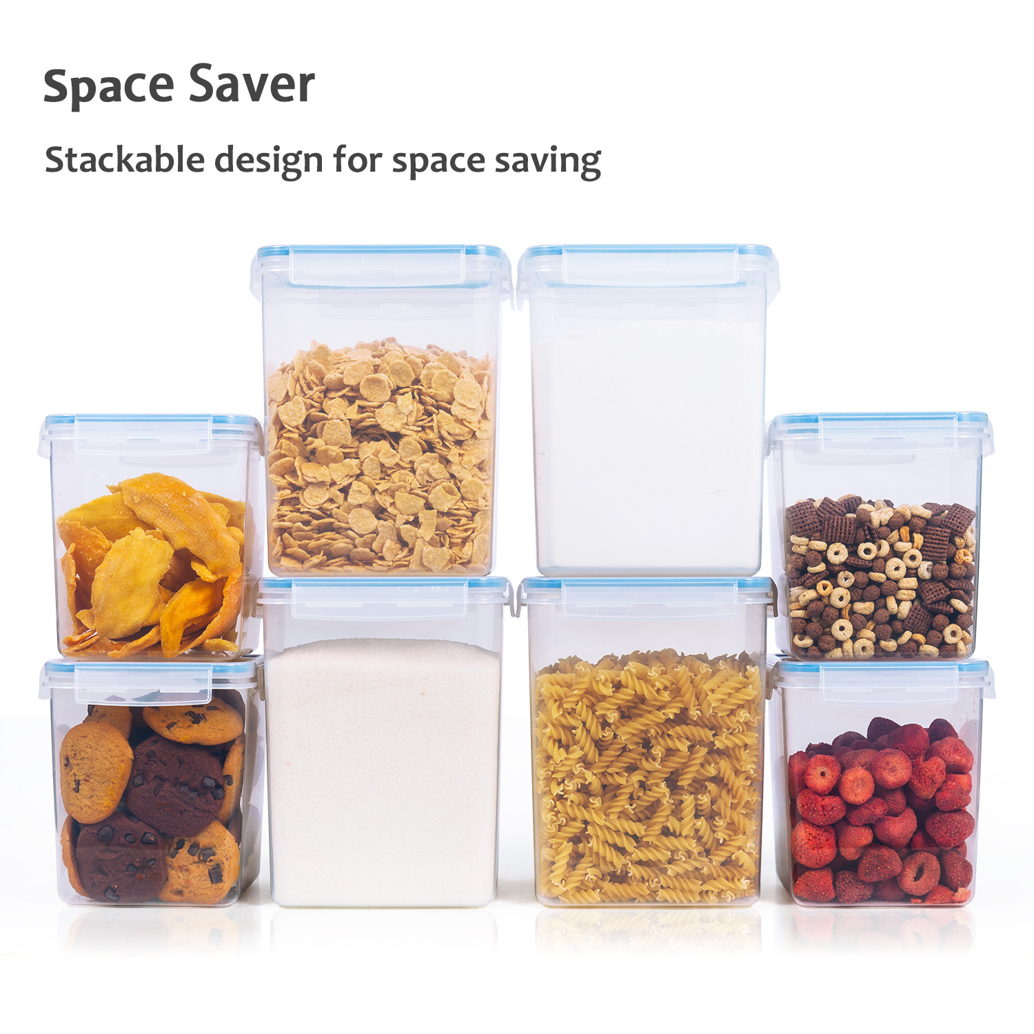 BPA Free PP Plastic Clear Cereal Dispenser Container Kitchen With Airtight Lids For Kitchen Food Storage Grains Dry Food