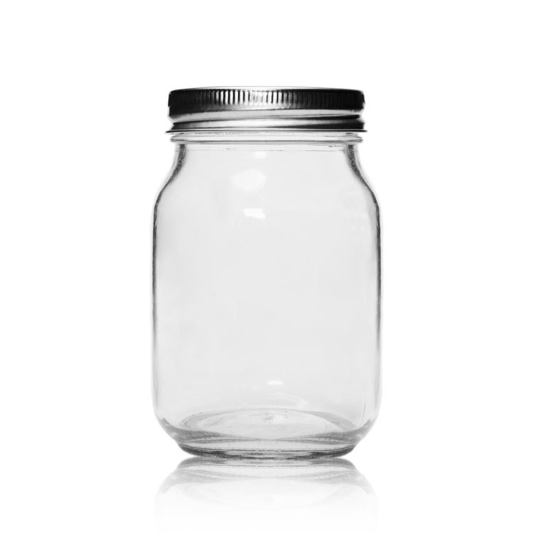 BPA Free Round Honey Salad Canning 16oz Glass Mason Jar with Metal Lids