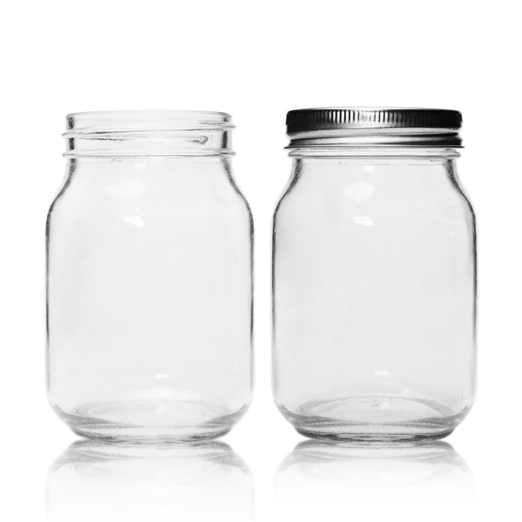 BPA Free Round Honey Salad Canning 16oz Glass Mason Jar with Metal Lids