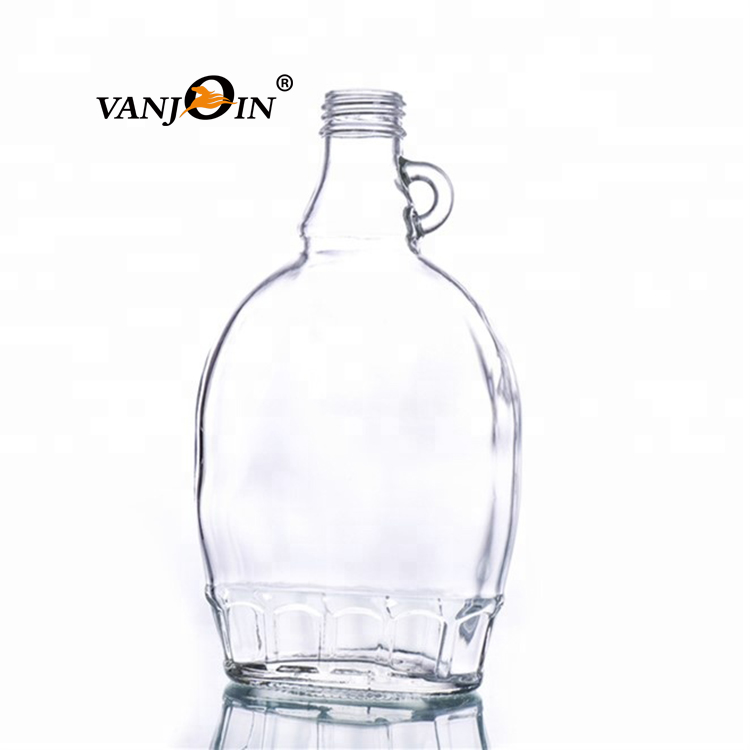 BPA Free Wholesale Clear 8oz 16oz Glass Leaf Maple Sryup Bottles With Screw Lid