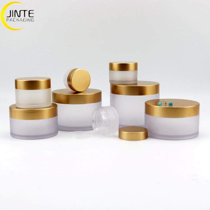 BPA free Container packaging PETG 5ml-250ml Frosted Jar body with Matte Gold lids for Daily use