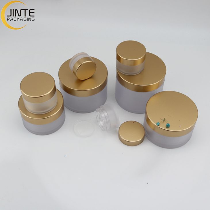 BPA free Container packaging PETG 5ml-250ml Frosted Jar body with Matte Gold lids for Daily use