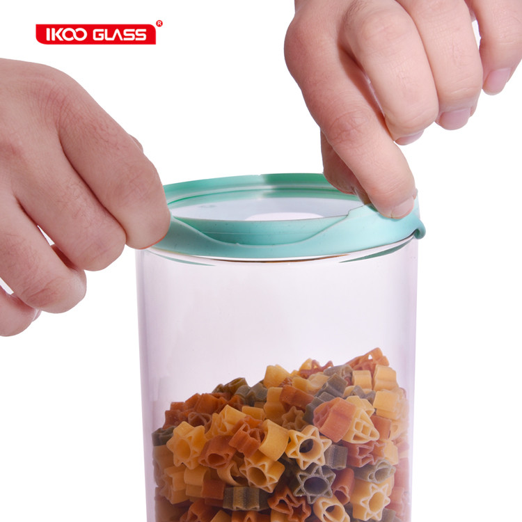 BPA free Kitchen storage cereal food container glass jar 1000ml with glass lid