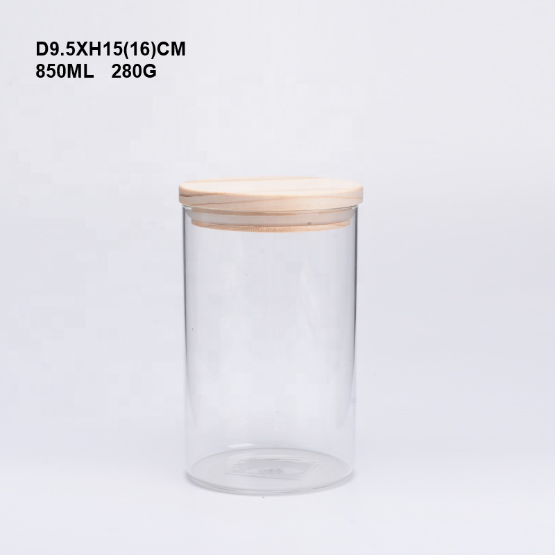 BPA free borosilicate Glass Containers With metal Lids with bamboo wooden lid