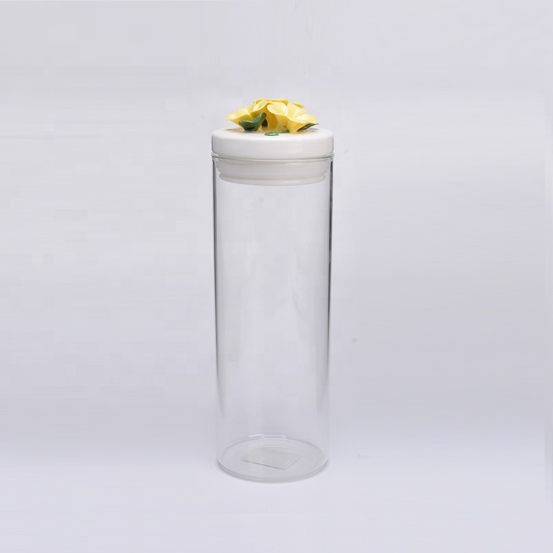 BPA free borosilicate swing top glass storage jar