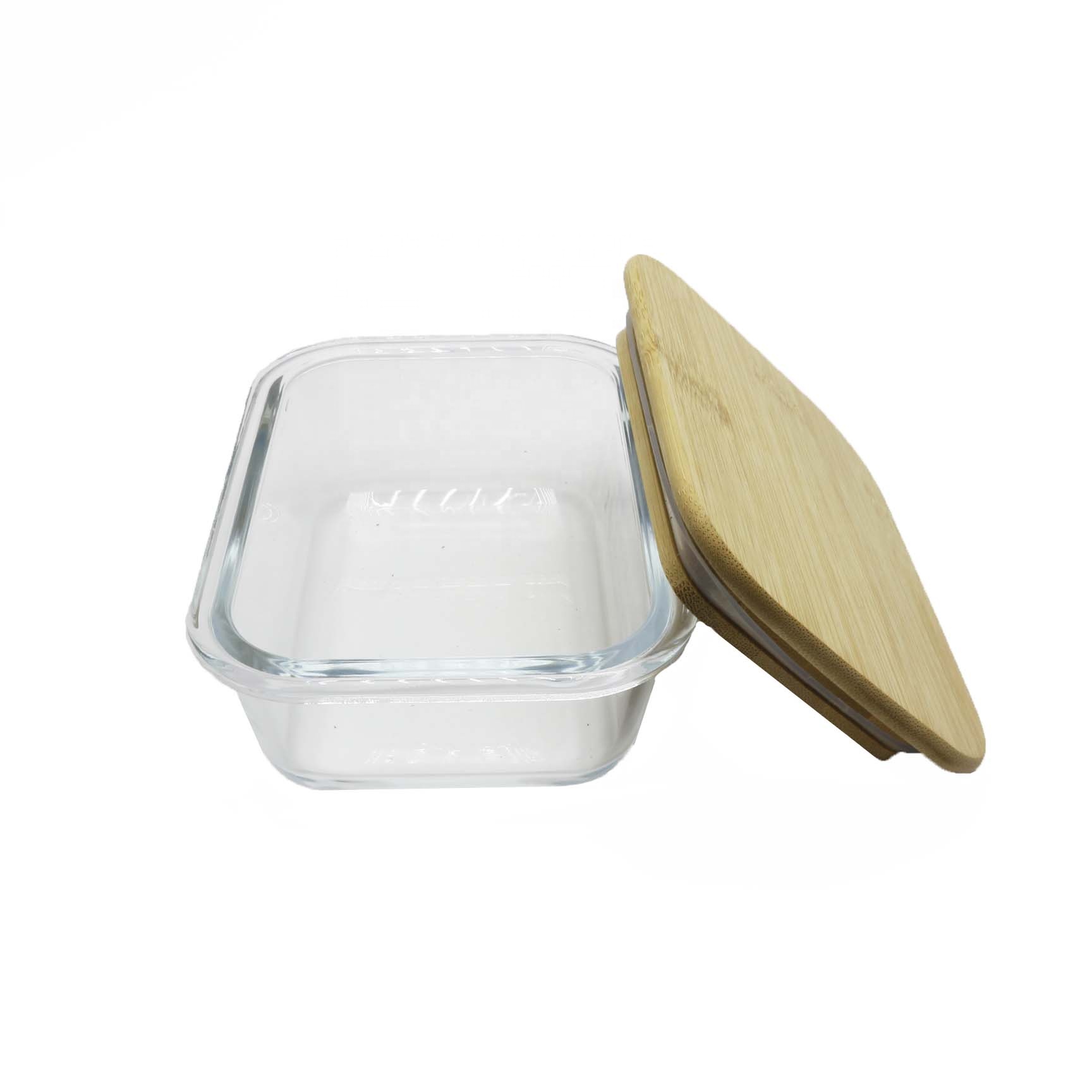 BPA free glass food storage container with natural bamboo wood lid LB-CC15