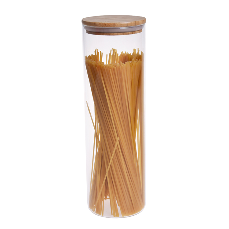 BPA free high borosilicate glass airtight big glass jars with bamboo lid