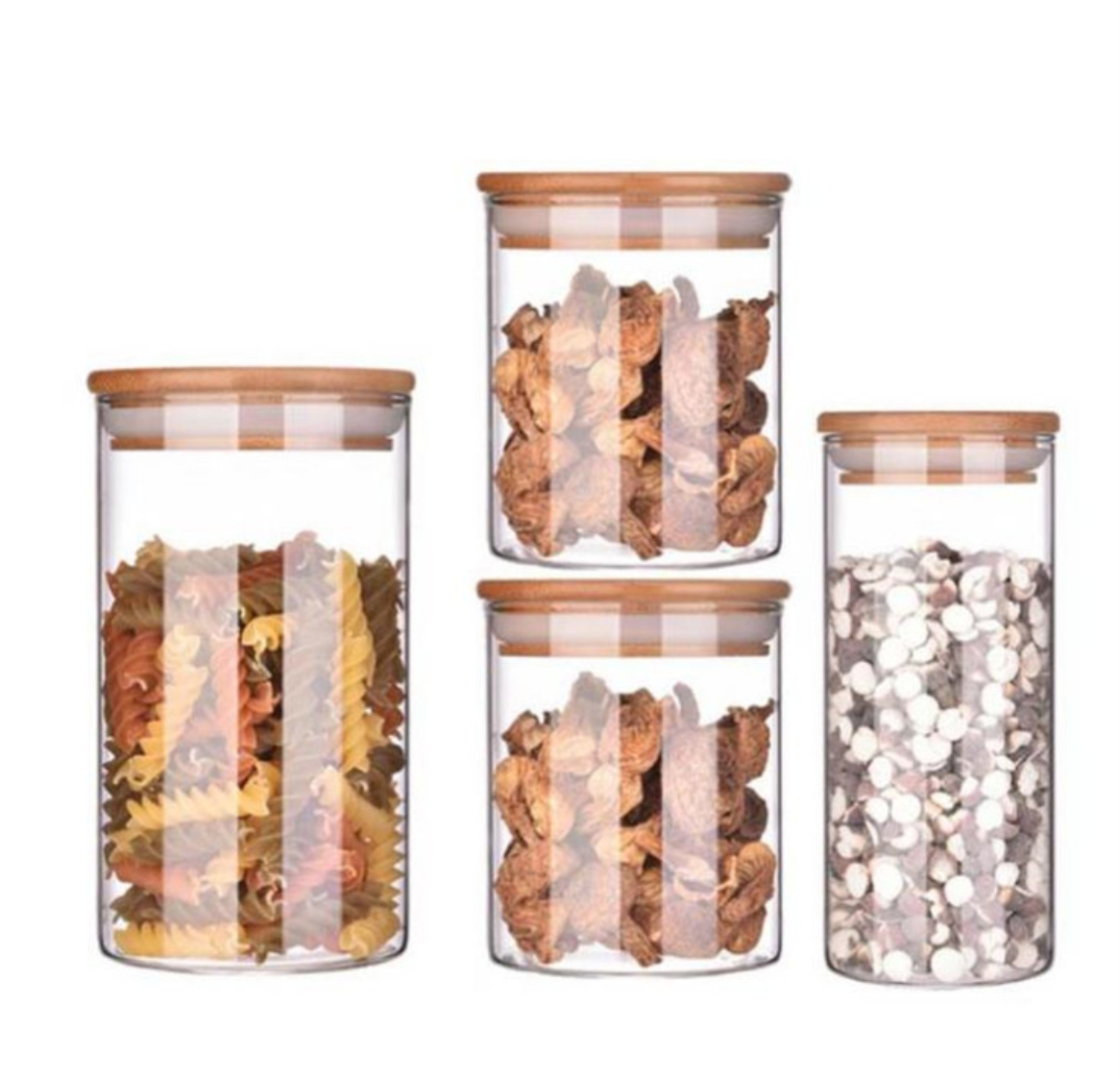BPA free high borosilicate heat resistant wooden lid round glass jar with bamboo lid