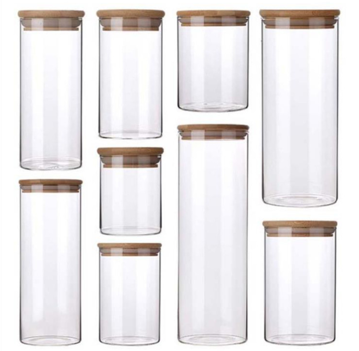 BPA free high borosilicate heat resistant wooden lid round glass jar with bamboo lid