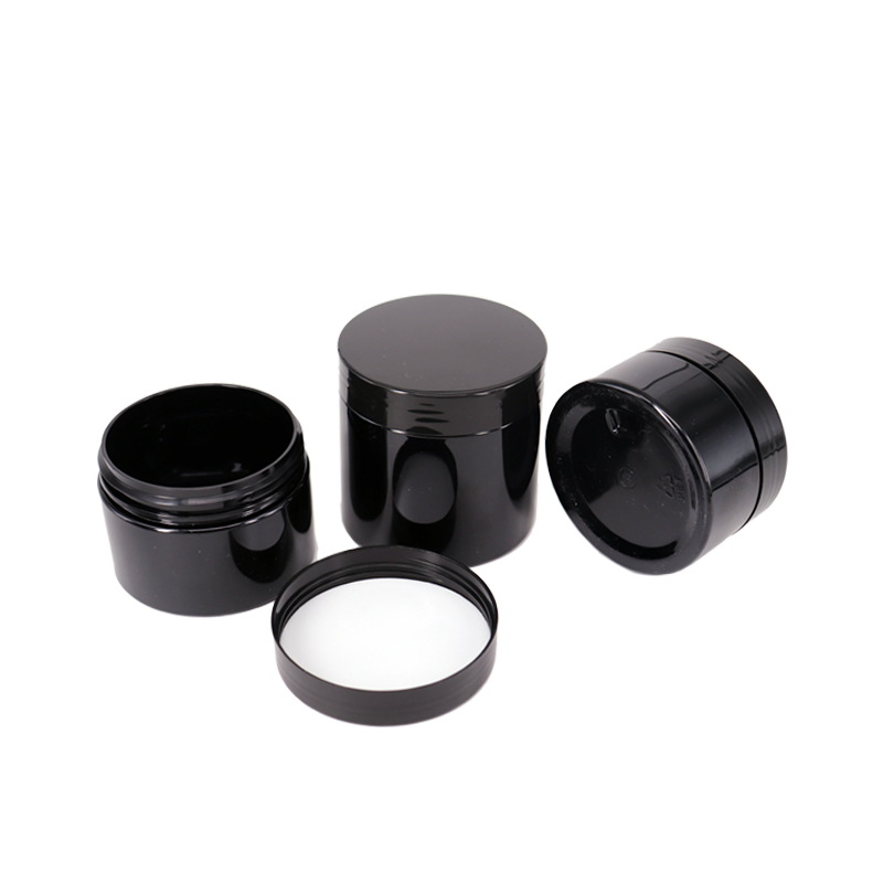 BPA free plastic jars wholesale 100ml 3oz pet amber matte black plastic cream jar