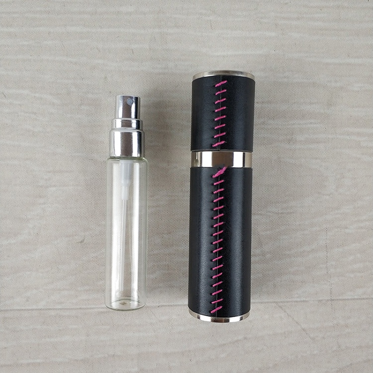 BSCI ISO Factory PU fragrance atomizer bottle travel 10ml 5ml perfume box supplier perfume spray bottle glass perfume bottle