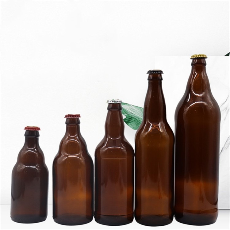BULK SALE 330ML 500ML 1000ML Beer Bottle Round Amber glass bottle With Crown lid